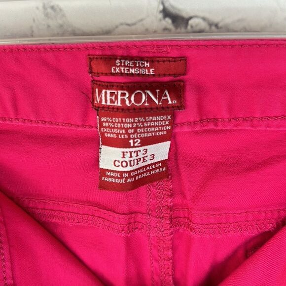 Merona Stretch Red/Pink Cropped Pants Size 12 - Picture 6 of 6